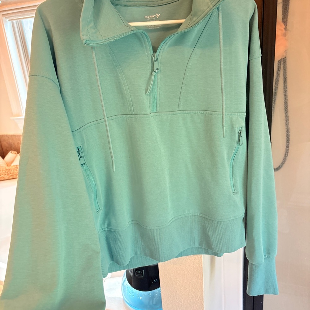 Old Navy Mint Green Quarter-Zip Hoodie Sweater